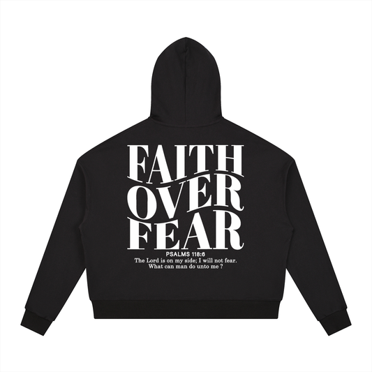His Flock - Faith Over Fear - Contrast Hoodie